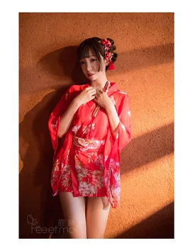Moterų Seksualus Kimono Kostiumas Nėrinių meshSee-per šviesą kimono Japonų seksualus kostiumas