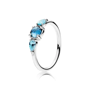 Originalus 925 Sterling Silver Blue gem vestuvių Dalyvavimo šalies žiedų Modelius Šalčio Europoje Žiedas Moterims Granulių Žavesio Dovana, Papuošalai