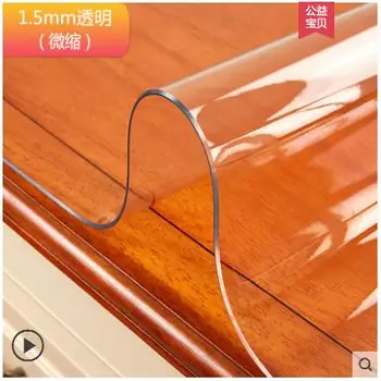 PVC plastiko staltiesė kristalų valdybos vandeniui oilproof minkšta stiklo valgomojo stalas, medžiaga 1,5 mm