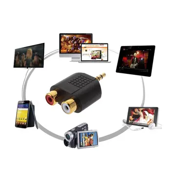 Stereo Kištukas į 2rca(raudona+balta) Moterų Adapteris Pluoštas 1 Lizdas RCA, HDMI suderinamus Kabeliai 1pc paauksuotų 3,5 mm Maišelis Daugiaformačių