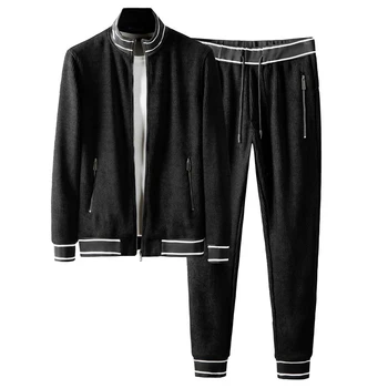 (striukė+kelnės) Vyrų Rinkiniai Prabanga Šeniliniai Velvetas Atsitiktinis Vyrų Paltai Elastinga Juosmens Vyrų Rinkinys Su Pants Plus Size 5XL