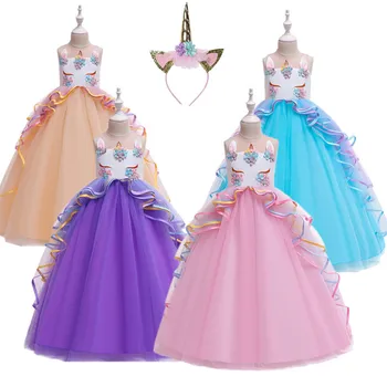 Vienaragis Gėlių Mergaitėms Vestuvių Suknelė Vaikų Šalis Princesė Išgalvotas Suknelė Mergaitėms, Vaikams Ilgai GownElegant drabužiai