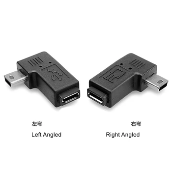Xiwai 90D Laipsnį Dešinę Kampu Mini USB Male Micro USB Moterų Duomenis Įkroviklis Adapteris