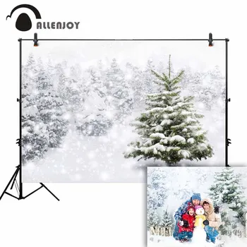 Allenjoy fonas fotografijai žiemos sniegas medis baltu bokeh Kalėdų fonas pobūdžio photocall prop pritaikyti originalus dizainas