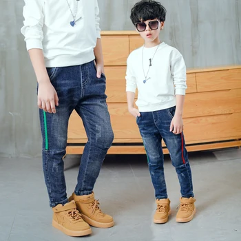 Berniukų džinsai 2020 m. pavasarį ir rudenį naujų didelis vaikų kelnės ruožas vaikų kelnės mados džinsus