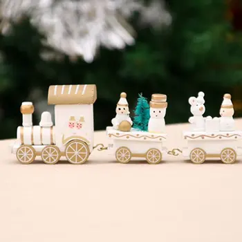 Kalėdų Medinių Traukiniu Automobilių Vaikams Kalėdų Dovanos, Patvarus Ir Praktiškas Kūrybos Darbalaukio Papuošalai