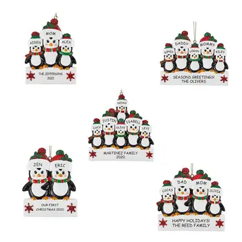 Mielas Šeimos Pingvinas Kalėdų Eglutė Pakabukas 