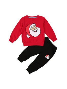 Rudenį Kūdikių Mergaičių Rinkiniai Vaikas Merginos Raudona O-kaklo, ilgomis Rankovėmis Santa Claus T-marškinėliai, Kelnės Vaikams, Cartoon Klasikinis Šventiniai Drabužiai