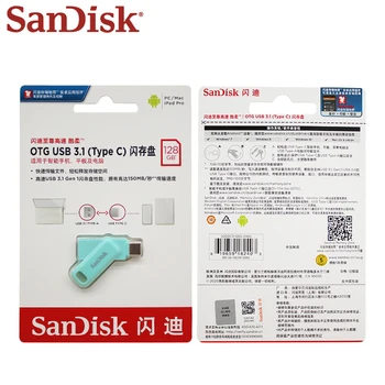 USB 3.1 Sandisk SDDDC3 USB Flash Drive 64GB OTG Tipas-C DC3 Mini U Disko Atminties USB atmintinė 128 GB 256 GB Pendrive