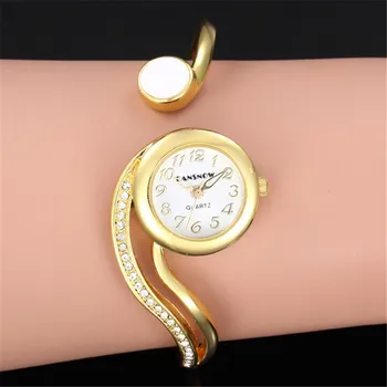 Žiūrėti Moterims 2018 Prabangos Prekės Ponios 18K Auksas Brangakmenio Unikalaus Dizaino, Moterų Kvarciniai Laikrodžiai Bangle Apyrankės Laikrodis zegarek damski