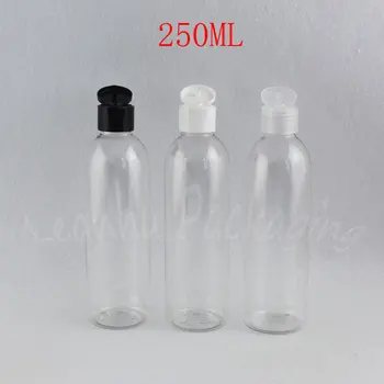 250ML Skaidrus Apvalus Plastikinis Butelis , 250CC Losjonas / Šampūnas Pakuotė Butelis , Tuščias Kosmetikos Bako ( 25 PC 