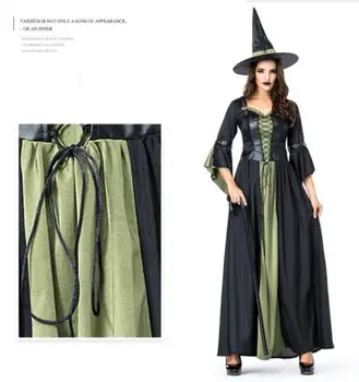 Aukštos kokybės Helovinas kostiumas Moterims Ragana kostiumas seksuali suknelė ir skrybėlė Pu pleistras darbo Cosplay kostiumas šalis