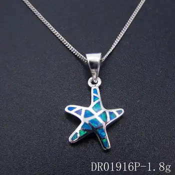 Beuatiful Starfish Pendant 925 Sterling Silver Blue Fire Opal Jewerly moteriški Karoliai Pakabukas Dovanų