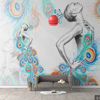 Custom 3D tapetai, freskos povo šokis šokių kambario sienos fone gyvenimo kambario, miegamasis apdaila, tapetai