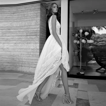 Verngo linijos Princesė Vestuvių Suknelė Boho Backless Vestuvių Suknelės Nėriniai Elegantiškas Bride Dress Suknia Slubna Gelinlik 2020 m.