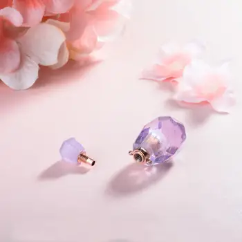 EUDORA violetinė Crystal clear CZ eterinis Aliejus Kvepalų Buteliuko Karoliai Pakabukas Nerūdijančio Plieno 