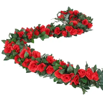 Šilko Rožės Ivy Vynuogių Vestuvių Papuošalai Dirbtinių Gėlių Arkos Dekoras Su Žalia Lapai Kabo Sienos Garliava