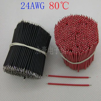 1000/VNT,50mm elektroninių komponentų, 80degree 24AWG juoda ir raudona alavo elektroninių kabelis, 