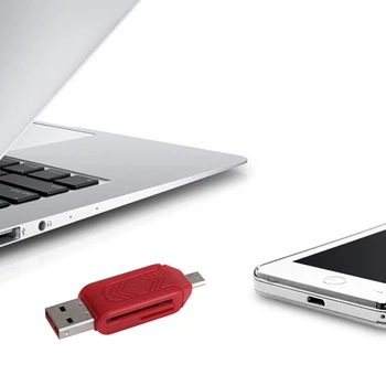 4 In 1, USB 2.0 TF/Micro SD USB OTG Daugiafunkcį Kompiuterio, Telefono Kortelių Skaitytuvas
