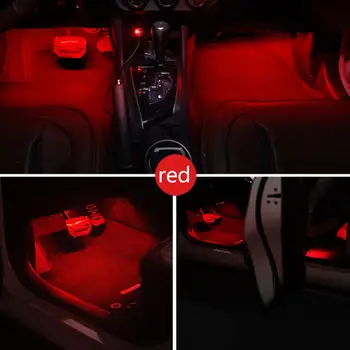 4pcs Automobilių 5050SMD Raudona LED Šviesos Juostelės Šviesos Spalvos Automobilį, Dekoratyvinis Stilius, Atmosfera, Žibintus, Automobilio Salono Lemputė Su Nuotolinio 12V