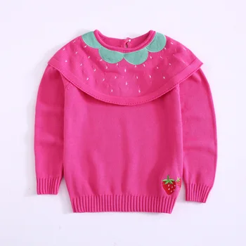 Baby Girl Megztiniai 2018 M. Rudens ir Žiemos Naujų Mergaičių Mielas Vaisių Formos Embroiderysweaters Vaikai Megztiniai Megztinis Skara Megztinis, Paltai
