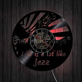 Kūrybos Džiazo Yra Daug, Kaip ir Gyvenimas Vinilo Laikrodis Muzikos Įrašus Derliaus Sieninis Laikrodis Dekoro Džiazo Muzikos Meno pjovimas Lazeriu LED Laikrodis