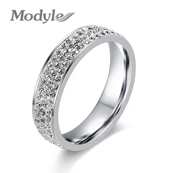 Modyle Brand Crystal Žiedą, Aukso Spalvos Nerūdijančio Plieno Žiedas Sužadėtuvių Žiedai Moterims Vestuvinis žiedas